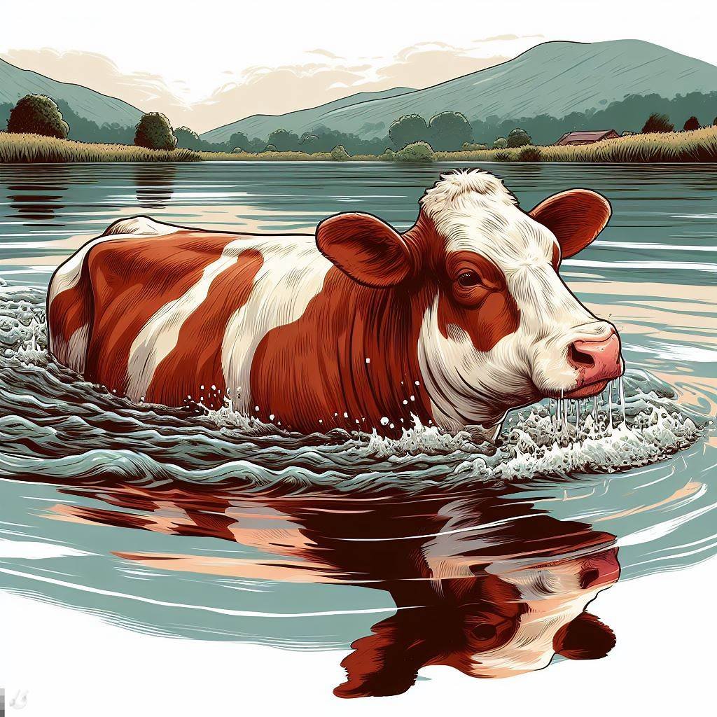 Cow Swimming