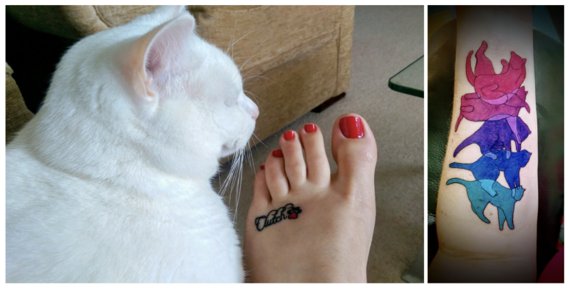 Happy tattoos of Dr. Caren's own cats