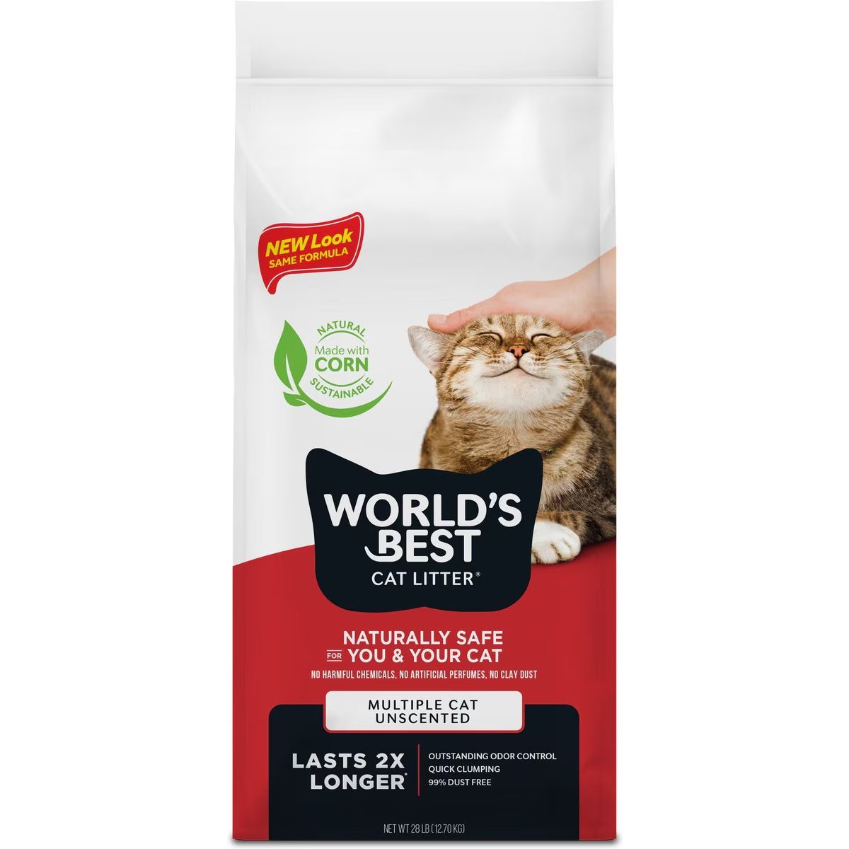 World's Best Multi-Cat Unscented Clumping Corn Cat Litter New