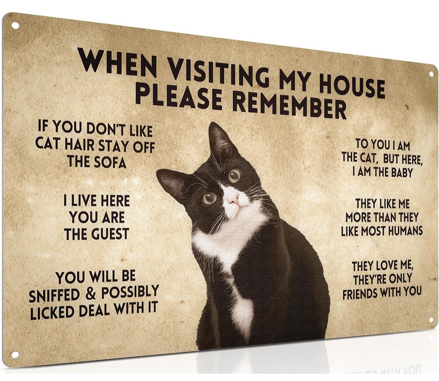 The funny tuxedo cat -based sign new