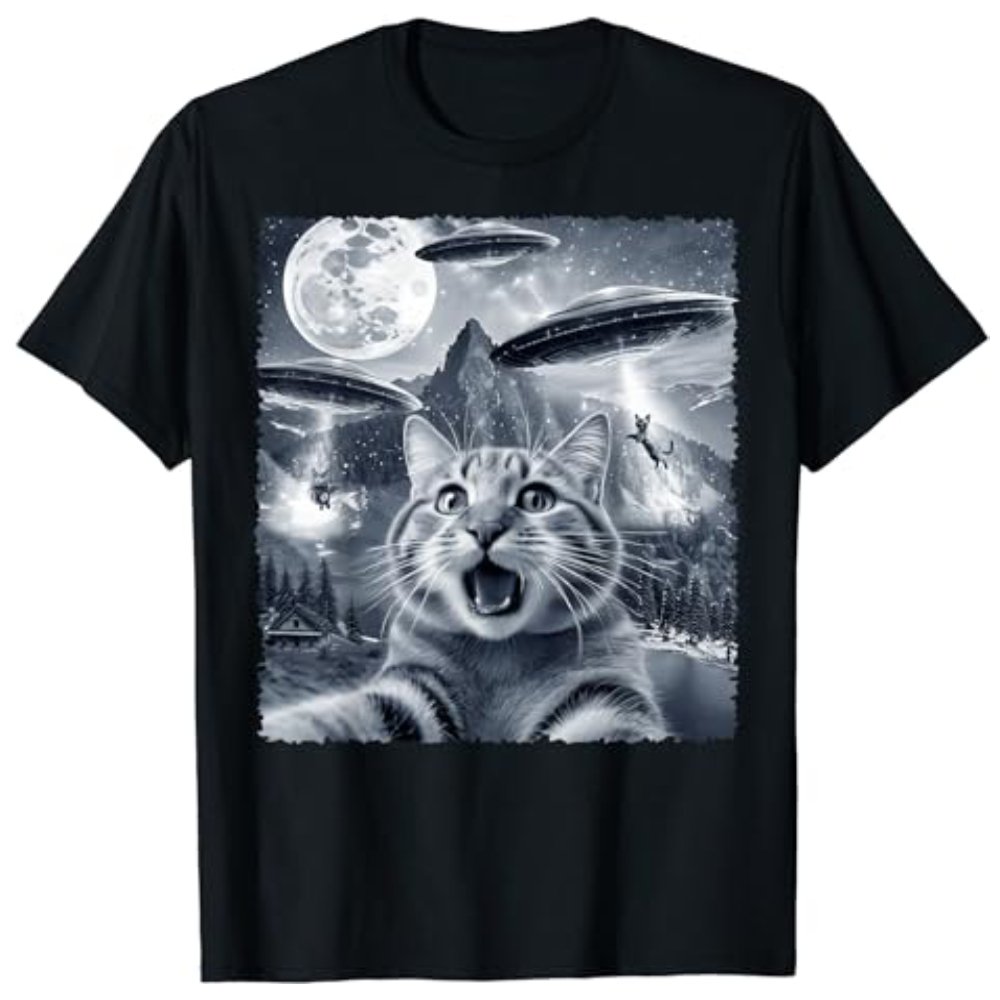 Allen cat selfie t -shirt new