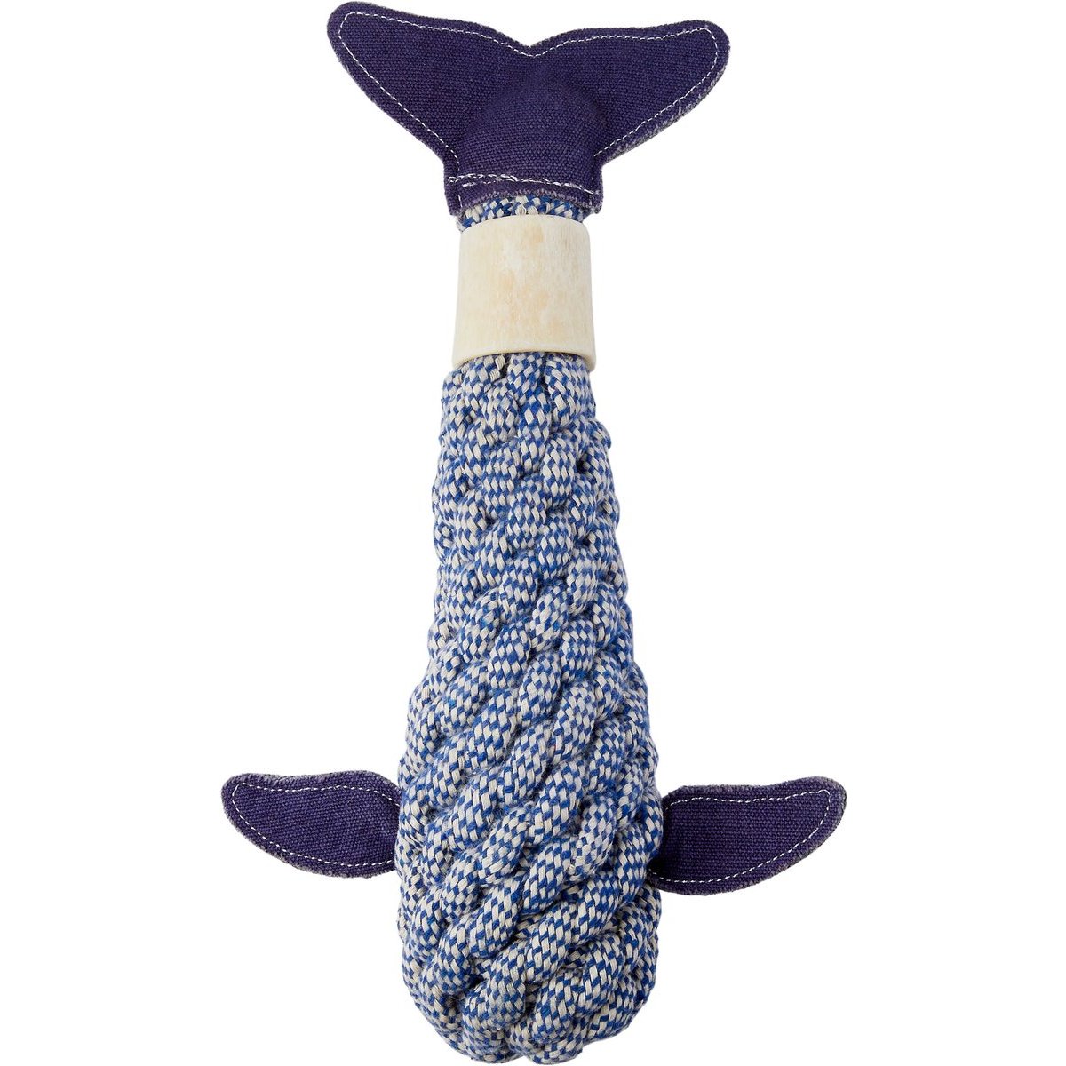 Bones & Chews Rope Whale Crinkle with Bone Dog Toy New